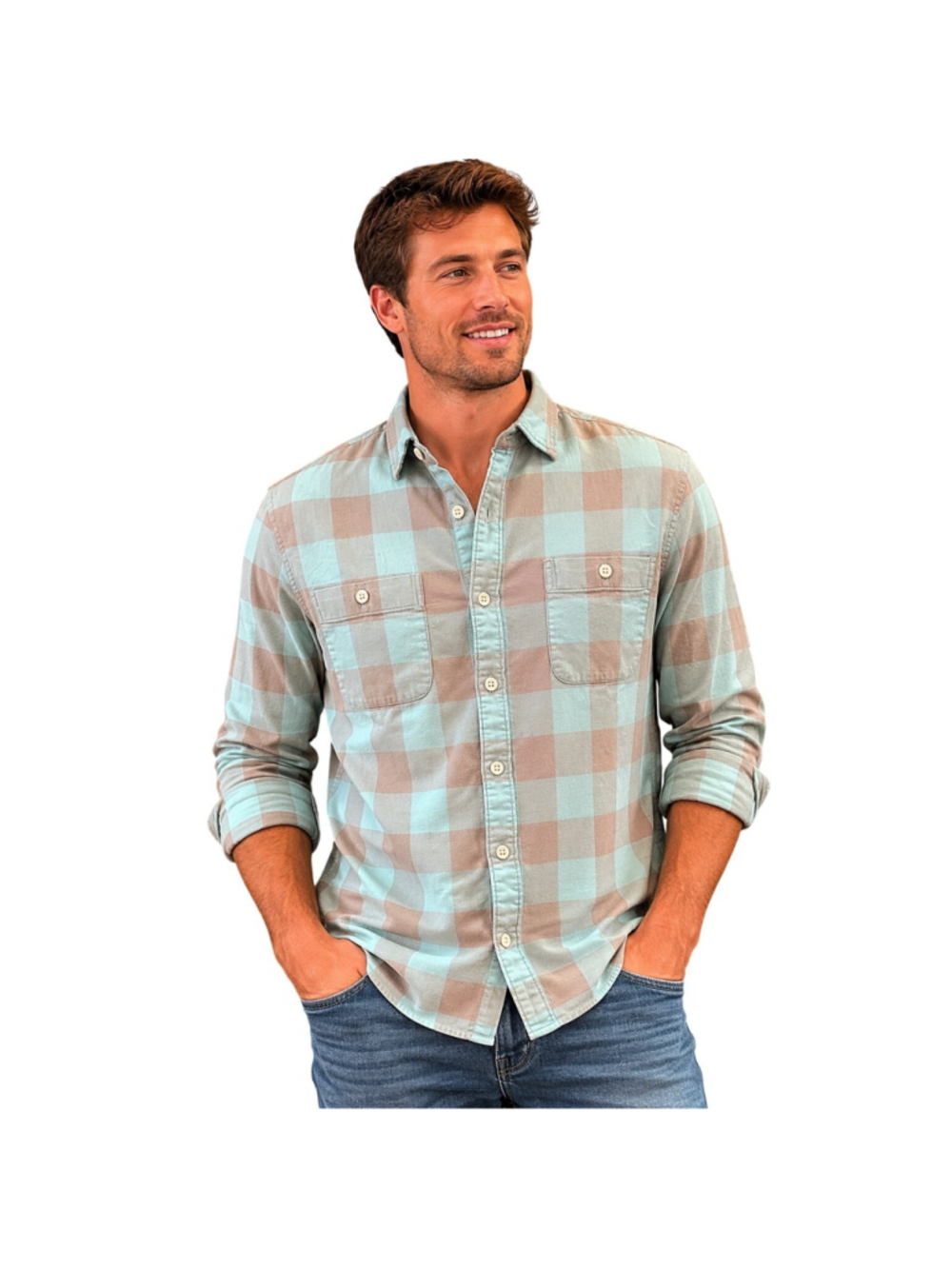 Bonobos M Casual Light Flannel Plaid Long Sleeve Button Down tailored slim fit